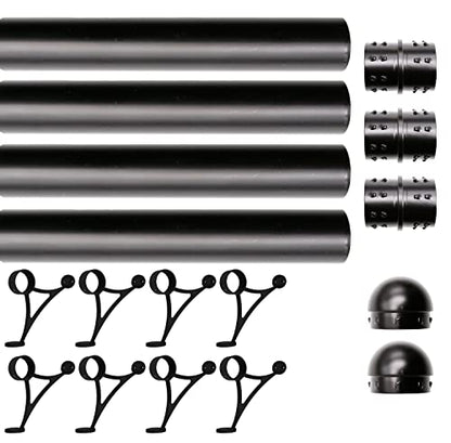 20 ft Stainless Steel Bar Foot Rail Kit, 2" OD 304 Stainless Tubing Set with Combination Brackets, End Caps & Internal Connector, Matte Black Finish Heavy Duty Footrest for Home Bar, Pub & Restaurant - size: 20 ft (60 in x 4), style: Domed End Cap