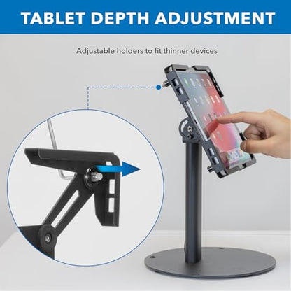 Mount-It! Universal Tablet Countertop Stand, Secure Kiosk Mount, Black - color: Black