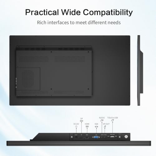 43 inch Capacitive Multi-Touch Screen Industrial Monitor, 16:9 Display 1920 x 1080P, Built-in Speakers, USB, VGA, DP & HD-MI Ports, Digital Signage Displays and Player for Advertising - size: 43-inch