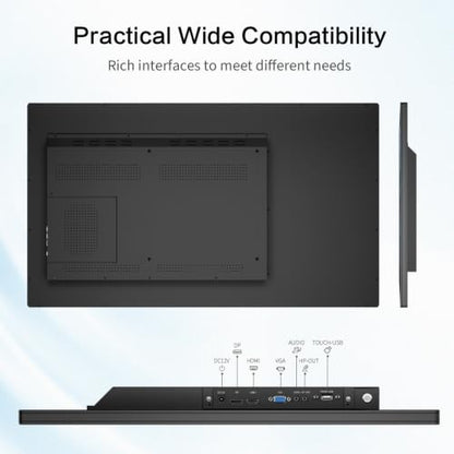 43 inch Capacitive Multi-Touch Screen Industrial Monitor, 16:9 Display 1920 x 1080P, Built-in Speakers, USB, VGA, DP & HD-MI Ports, Digital Signage Displays and Player for Advertising - size: 43-inch
