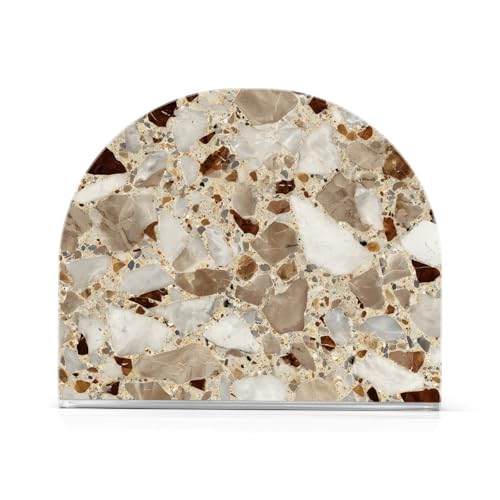 Brown Marble Print Napkin Holder for Table Acrylic Tissue Dispenser - color: Beige and brown marble print