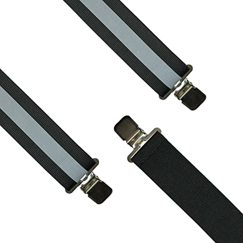 MELOTOUGH Reflective Safety Suspenders|Work Suspenders with Hi Viz Reflective Strip Hold Up Tool Belt Suspenders - color: Reflective Black, size: Y BACK