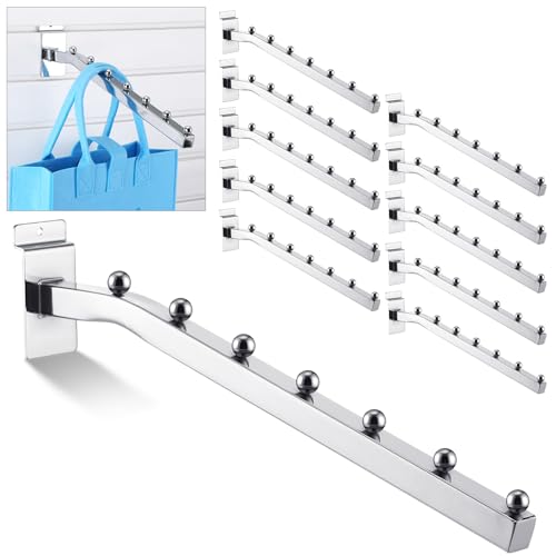 Blulu 10 Pcs 7 Ball Slatwall Waterfall Hook 13.8'' Metal Slat Wall, Silver - color: Silver