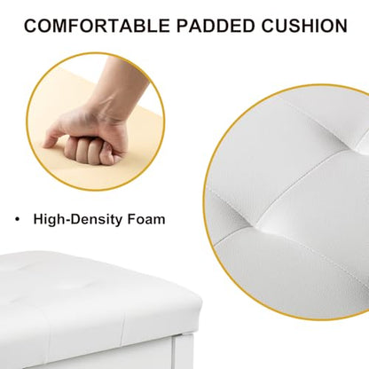 Adjustable Height Duet Piano Bench, Wooden Piano Stool with Waterproof Padded Cushion, Bench Seat for Vanity, Bedroom, Living Room, White - color: Duet-white