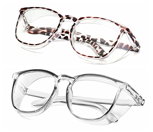Alsenor Safety Glasses Anti Fog Goggles Protective Eyewear Blue Light Blocking Anti Dust UV Protection Glasses For Men Women (2 Pack(new-leopard+grey)) - color: 2 Pack (New Leopard + Grey)