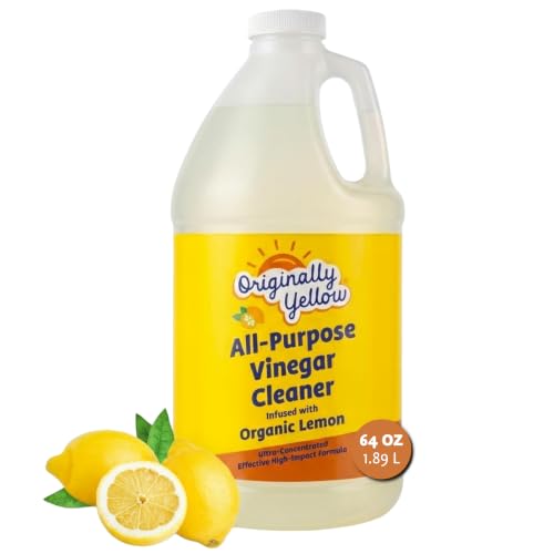 Originally Yellow Lemon Vinegar For Cleaning Purpose | USA Made All Purpose Cleaner | Use as a Floor, Glass, Kitchen, & Bathroom Cleaner | Plant Derived Vinegar Half Gallon | 64 Oz - size: 64 Fl Oz (Pack of 1)