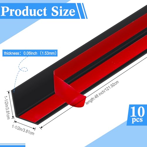 Sasylvia 10 Pcs 1-1/2 x 48 Inches Wall Corner Protector Guards Bulk, Black - color: Black, size: 1-1/2 x 48 Inches