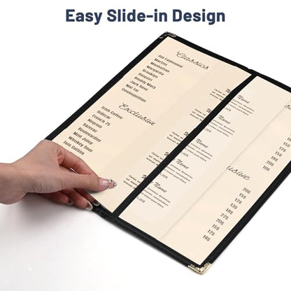 WeChef 30 Pack Restaurant Menu Covers 4.25x11" Double Stitched Menu Folder - size: 4.25x11" - 4 View