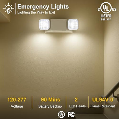 GRUENLICH LED Emergency Light for Business, Battery Backup, 1 Pack - size: 1-Pack