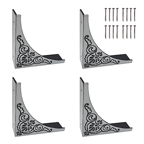 4Pcs Antique Zinc Alloy Box Corner Protector Decorative Furniture Corner Edge Safety Bumpers Cabinets Fireplace Furniture Bumpers (Flower Pattern) - color: Flower Pattern