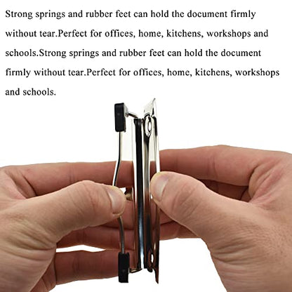 HAHIYO 3.94 Inches Metal Clipboard Clips with Rubber Grips 6 Pack Mountable Sturdy Strong Springs with Rivets Document File Wood Plastic Clips Board for Office School Home - style: Silver-3.94in-6p