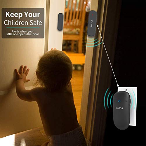 Door Chime When Door Opens, Door Opened Alarm 2-Sensor 1-Receiver, Black - color: BLACK, size: 1 Receiver+2 Sensor