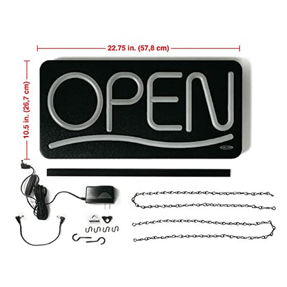 Newon LED Open Sign with 6.5-Inch Font, 3 Color Wave, and Flashing Effects (4783) - style: 6.5 Inch Font