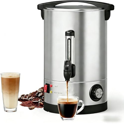 110-Cup Commercial Coffee Urn, 16L /4.2 Gal Double Wall Insulation Coffee Dispenser, Stainless Steel Large Hot Beverage Dispenser with Automatic Temperature Control & Faucet for Party Buffet, Silver - color: Silver, size: 16L/4.2Gal