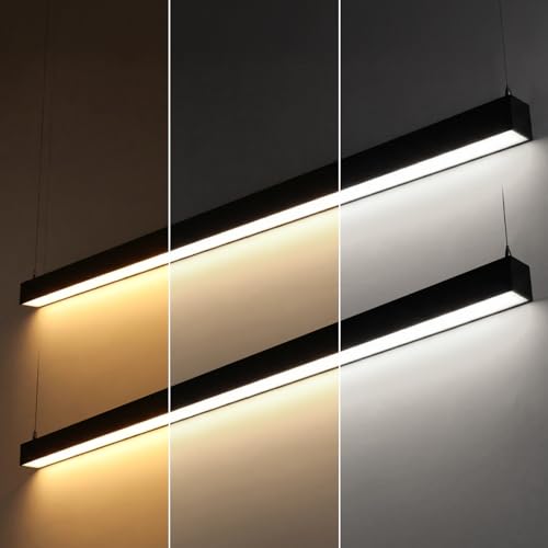 LEONLITE 2-Pack 8FT Linkable LED Linear Light, LED Suspension Light, Black - color: Black