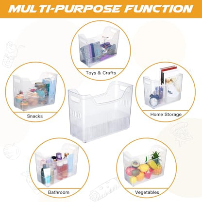 Beeveer 4pcs Plastic Freezer Organizer Bin with Wheel, 10 x 13.3 x 5.5 Inch - size: 10 x 13.3 x 5.5 Inch