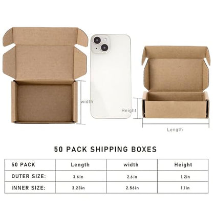 Ellbest 50pcs Small Kraft Box, 3.6 x 2.6 x 1.2 inches, Brown - size: 3.6 x 2.6 x 1.2 inches