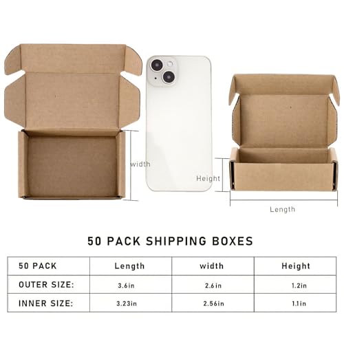 Ellbest 50pcs Small Kraft Box, 3.6 x 2.6 x 1.2 inches, Brown - size: 3.6 x 2.6 x 1.2 inches