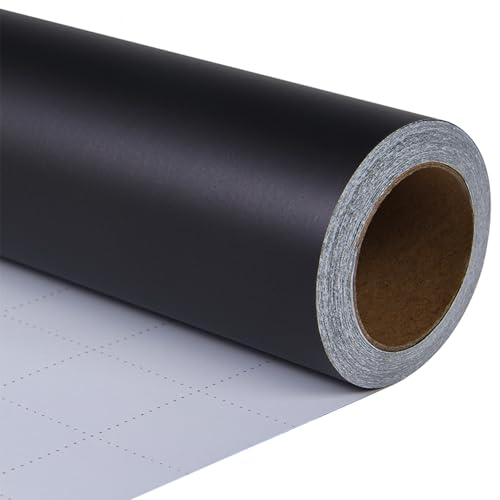 ZINTBIAL Matte Black Wrapping Paper Roll with Cut Lines - Solid Black Holiday Gift Wrap for Graduation, Birthdays, Wedding, Christmas, All Occasion - 17.5 in x 33 ft (48 sq. ft), Easy to Cut - color: Matte-Black