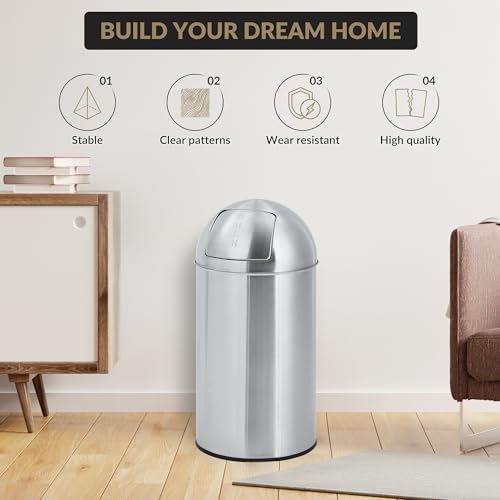 GlowSol Heavy Duty Commercial/Kitchen Trash Can, 70L/18 Gallon Fingerprint-Proof, Stainless Steel Garbage Can with Push Lid, Waste Bin with Removable Inner Bucket for Supermarket Commercial Use
