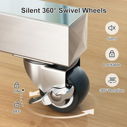 Stainless Steel Rolling Clothes Rack, 55 Inch Large Size, 700 LBS Capacity - color: Silver