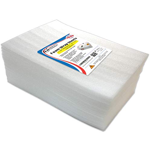 70 Pack of Mighty Gadget (R) Large 16" x 12" Foam Wrap Sheets Cushioning for Moving Storage Packing and Shipping Supplies, 70-Pack (White)