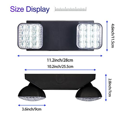 GZRUIYANG Emergency Lights with Battery Backup, LED Commercial Emergency Lighting Fixtures Two Head Adjustable, UL 924 Certified, Hardwired Emergency Exit Light for Business - 1 Pack(Black) - color: Black, size: 1 Pack