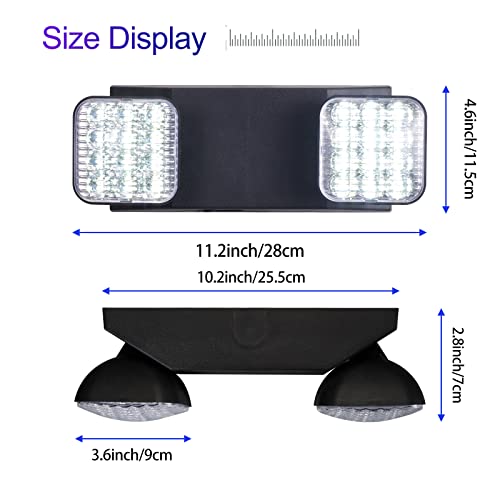 GZRUIYANG Emergency Lights with Battery Backup, LED Commercial Emergency Lighting Fixtures Two Head Adjustable, UL 924 Certified, Hardwired Emergency Exit Light for Business - 1 Pack(Black) - color: Black, size: 1 Pack