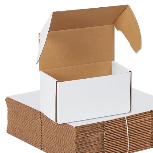Box USA 10" Deluxe Shipping Boxes, 10 1/2"L x 5"W x 6"H, 50-Pack - White Box Mailers for Packaging, Storage, Gifts or Bulk Business Orders - size: 10 1/2 x 5 x 6" 50-Pack
