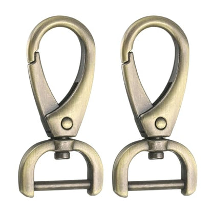 HARFINGTON 2Pcs Detachable Snap Hook Swivel Clasp 5/8" D Ring with Swivel Lobster Claw Clasps Hook for Purse Strap Keychain Bag DIY Craft, Brass - color: Brass, size: 5/8"