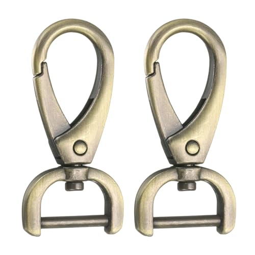 HARFINGTON 2Pcs Detachable Snap Hook Swivel Clasp 5/8" D Ring with Swivel Lobster Claw Clasps Hook for Purse Strap Keychain Bag DIY Craft, Brass - color: Brass, size: 5/8"