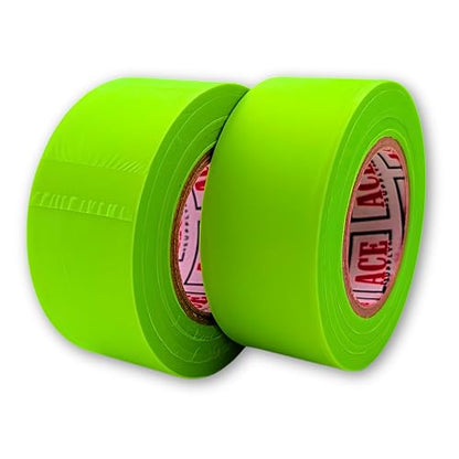 ACE Supply Lime Flagging Tape - 2 Pack - 1-3/16 Inch Width, 150 Ft Length, 2 Mil - Non-Adhesive Survey Tape - Tree Marking Ribbon, Surveyors Ribbon - color: Lime, size: 2 Pack