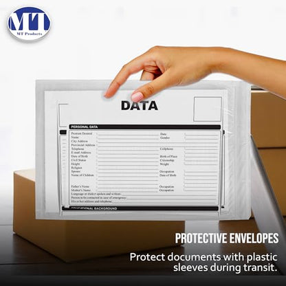 MT Products Blank Envelope Shipping Label Sleeves - 6.5" x 10" Packing Slip Pouches for Shipment/Return - Pack of 100 - size: 6.5 X 10 Inch