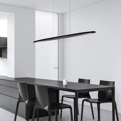 YISDESIGN 71" Wood Linear Pendant Light Black Linear Pendant Dinning Room Hanging Lights LED Dimmable Chandeliers 50w for Dining Room Pool Table Lights Kitchen Island Light Black - color: Black, size: 71in