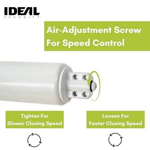 Ideal Security 9700 Heavy Pneumatic Touch & Hold Storm and Screen Door Closer for Wood, Aluminum, and Vinyl Doors, Silent and Smooth Closing, 11.5", White - style: White