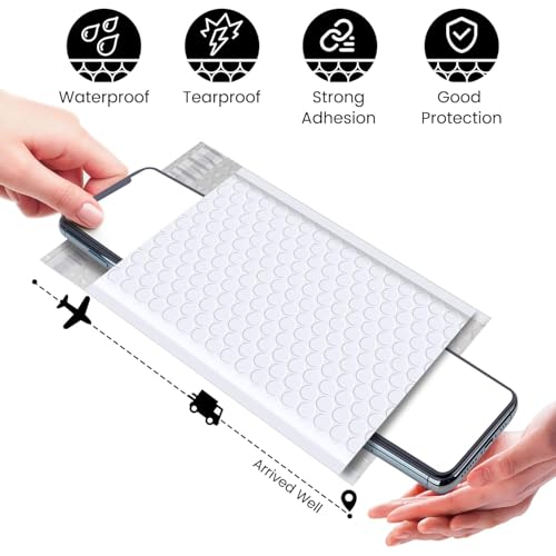Fuxury Bubble Mailers 4x8" White 200 Pack Padded Envelopes Usable Size 4x7" - color: White, size: 4×8" 200PC