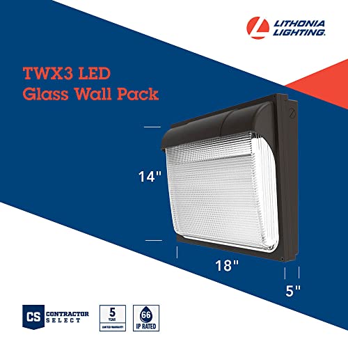 Lithonia Lighting 18" LED Wall Pack Outdoor Light, Adjustable Lumens - color: Adjustable Lumens | 4000K Cool White, size: 14" H x 18" W x 5" D