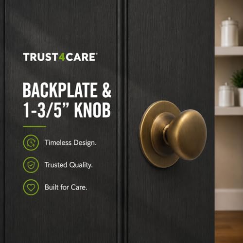 trust4care 4-Pack 2.3" Antique Brass Backplates of Bifold Closet Door Knob - color: Antique Brass, size: Set of 4
