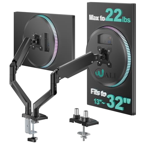 WALI Adjustable Dual Monitor Arm for 13-32 inch Screens, 22 lbs per Arm - color: Black (Dual), size: 13" to 32"