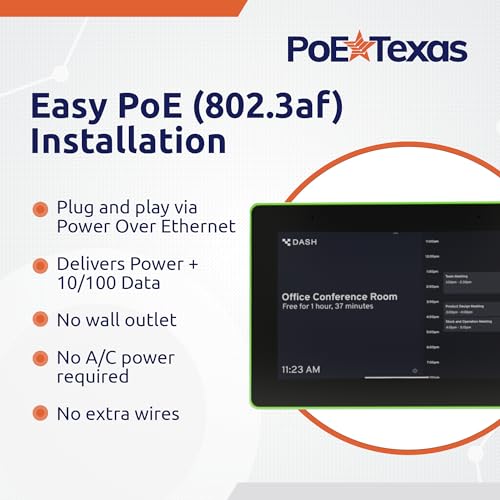 PoE Texas 8" Conference Room Scheduler with Color Changing LED Status - PoE Powered Touch Screen Tablet for Meeting Room Booking - Syncs with All Popular Business Calendars - No Subscription Required - size: 8" Touchscreen w/ Led