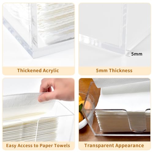 2 Pack Acrylic Paper Towel Holder, Countertop Napkin Dispenser for C-Fold