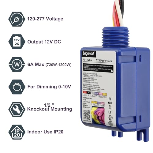 12V Power Pack for Low Voltage Sensor,120-277VAC Input, 0-10V Dimming, Relay Built-in