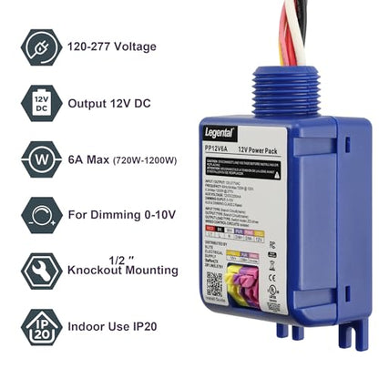 12V Power Pack for Low Voltage Sensor,120-277VAC Input, 0-10V Dimming, Relay Built-in