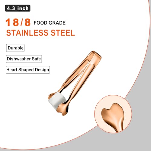Mini Serving Tongs, Anytrp 18-Packs Stainless Steel Sugar Tongs, 4.3inch Ice Tongs Kitchen Tong Appetizers Tong for Coffee Bar, Tea Party, Desserts Party, Sugar and Ice Bucket - color: Rose Gold, size: 4.3inch-18pcs