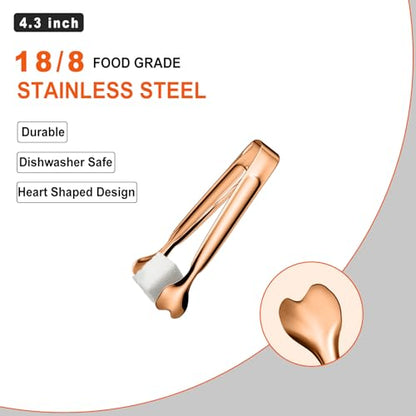 Mini Serving Tongs, Anytrp 18-Packs Stainless Steel Sugar Tongs, 4.3inch Ice Tongs Kitchen Tong Appetizers Tong for Coffee Bar, Tea Party, Desserts Party, Sugar and Ice Bucket - color: Rose Gold, size: 4.3inch-18pcs