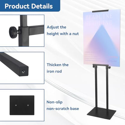 QKA Heavy Duty Poster Stand for Display, Double Sided Pedestal Sign Holder , Adjustable Floor Standing Height to 75 inches, Easy to Install, Suitable for Exhibitions,restaurants,theaters