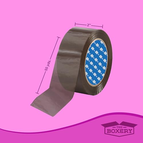 The Boxery 2" x 55 Yards Tan Packing Tape – 36 Roll Carton – Warehouse Grade Adhesive for Shipping, Moving & Packaging – Standard Strength 1.85 Mil Box Sealing Tape - color: Tan, size: 2"x55 yds - 1.85 mil.