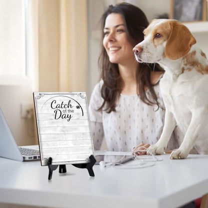 Catch of the Day 6x8 Dry Wipe Table Sign Easy Installation | Restaurant & Bar | Perfect To Clearly Direct Customers & Advertise Specials | No Pen Included - style: Catch of the Day