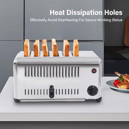 Commercial Conveyor Toaster,1680W Electric Conveyor Belt Toaster with 6 Slice Capacity, Stainless Steel Toast Machine with Adjustable Timer,for Restaurant Bakery Cafe Home Kitchen