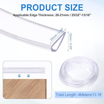 uxcell Clear Edge Trim 13.1Ft U Channel Edges Guards Fits 25/32"-13/16" - size: 13.1Ft x 1" x 9/16", Fits 25/32"-13/16"